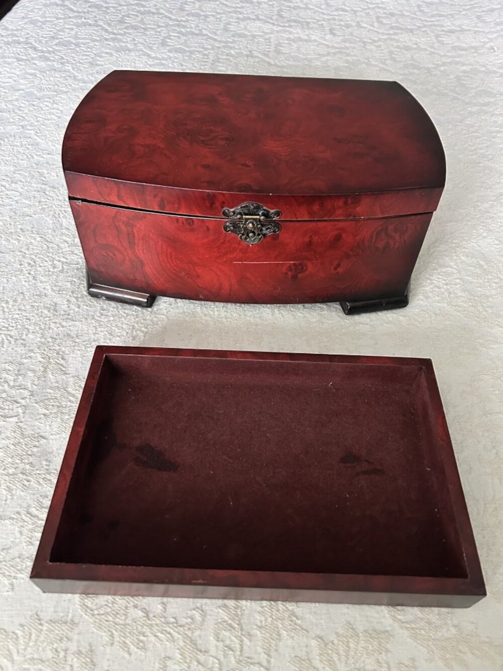 Vintage Cherrywood Jewelry Box-Chest Velvet- lined - Picture 2 of 6